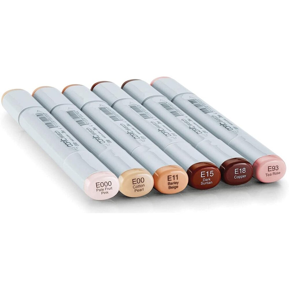 Copic Sketch Mid-Tones 6 Alcohol Markers Dual Tip Refillable NEW